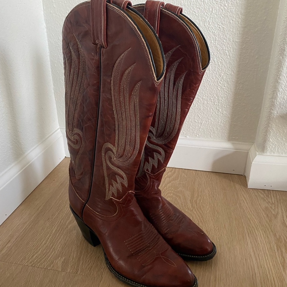 Tall Red Tony Lama Cowboy Boots